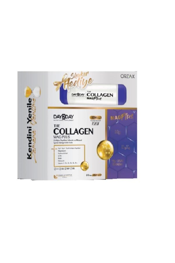 Day2Day Collagen Kolajen Mag Plus Çilek Karpuz Aromalı 30 Saşe + Shaker Hediyeli