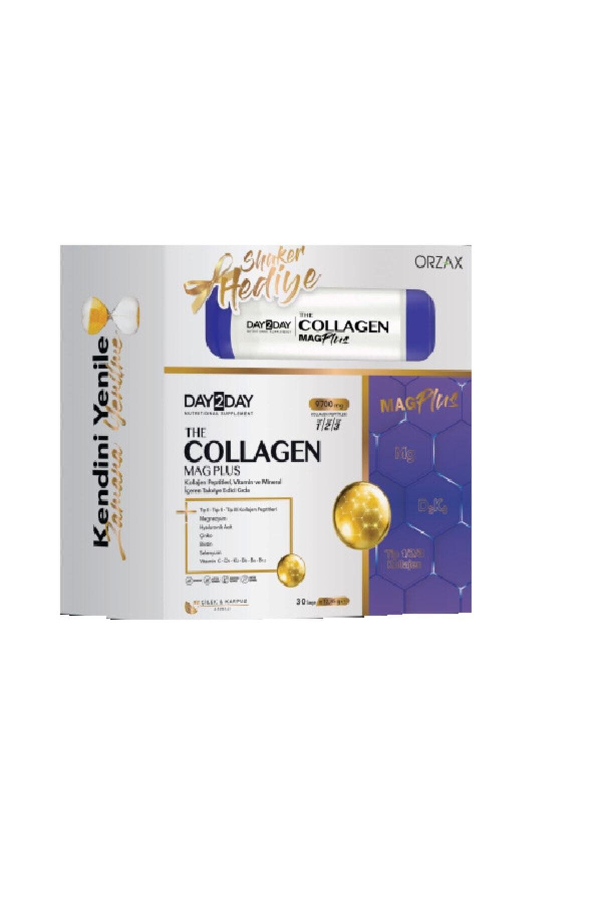 Day2Day Collagen Kolajen Mag Plus Çilek Karpuz Aromalı 30 Saşe + Shaker Hediyeli