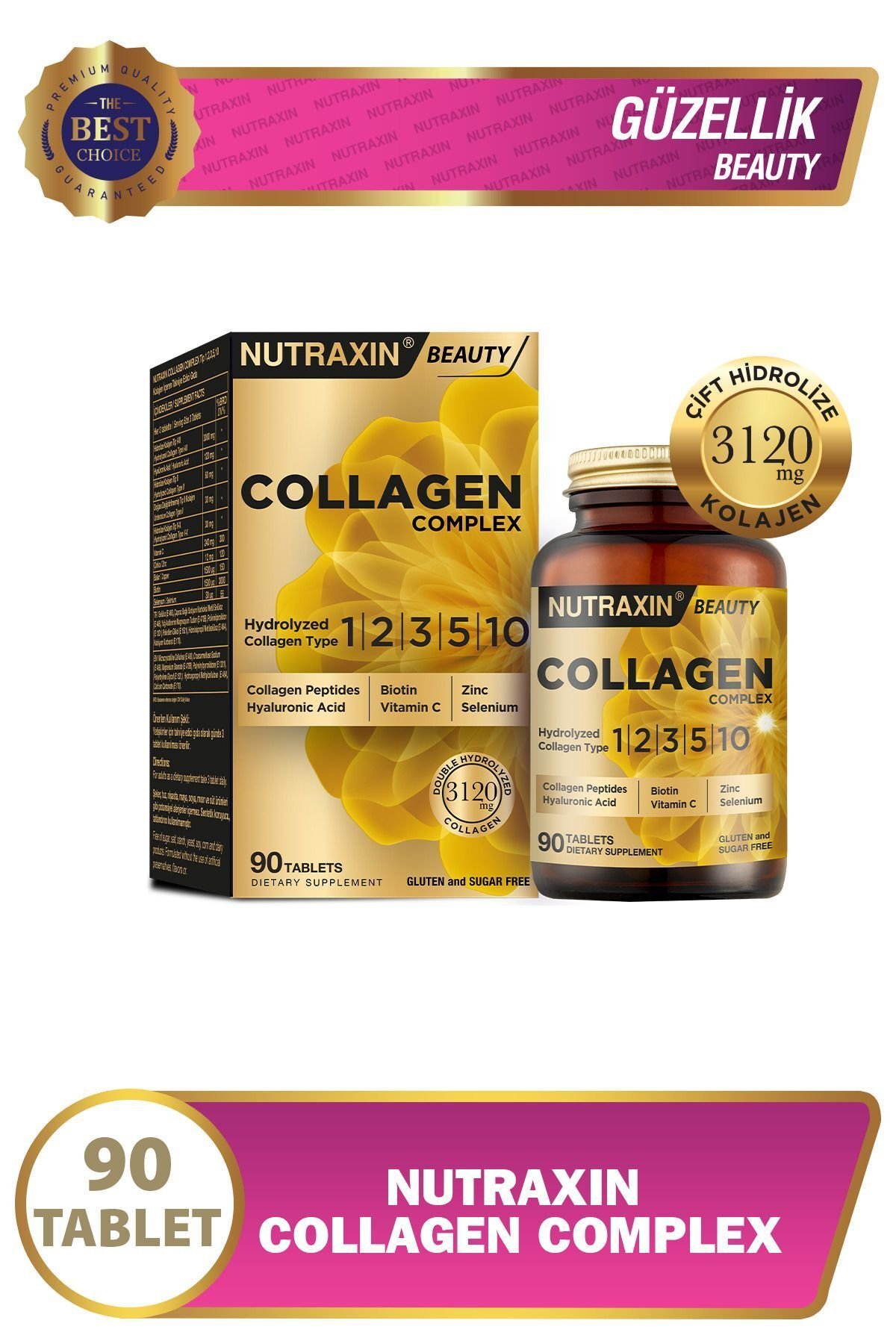 Nutraxin Collagen Kolajen Complex Tip 1-2-3-5-10 3120 mg 90 Tablet